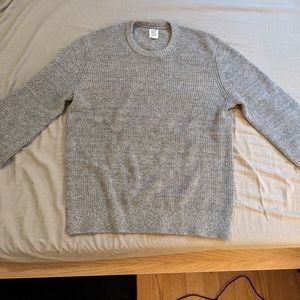 Gap Knit Men's Cotton Sweater Heather Gray Crew Neck Medium